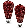 SLEEKLIGHTING Red 3D Fairy Like Firework Light Bulb with Galaxy Inspired Light ST19 LED Medium Base Lightbulb for Most Lamp Pendant and Ceiling Fixture Red Colored Decorative Style Light Bulb
