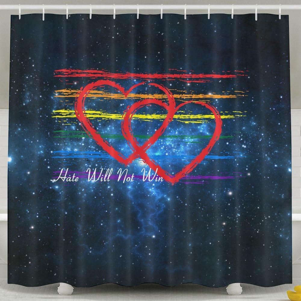 HUANGLING Rainbow Love Gay Pride Shower Curtain 60x72inch