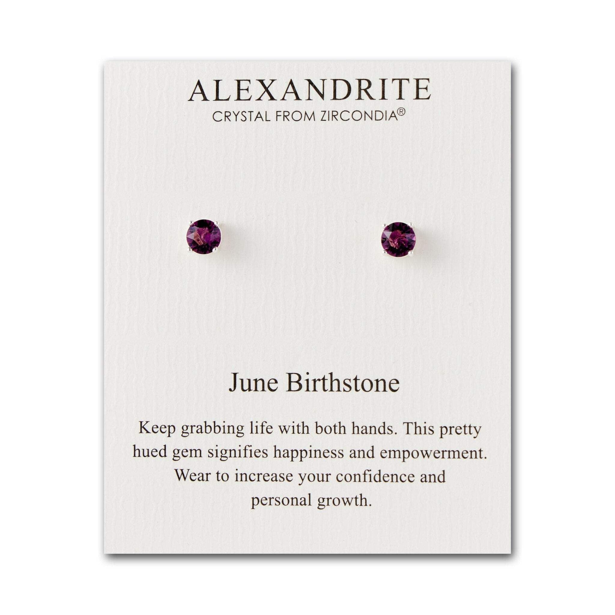 Philip Jones June (Alexandrite) Birthstone Earrings Created with Zircondia® Crystals