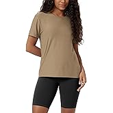 ODODOS Women's Performance Cropped Tee Ultra Soft odSTRATUM Tech Short Sleeve Relaxed Top Crew Neck T-Shirts