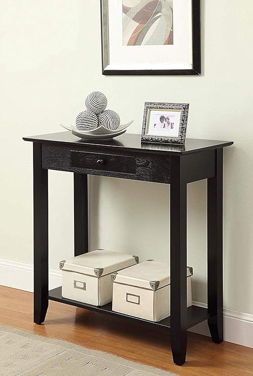 Amazon Com Black Entryway Table With Drawer And Open Bottom