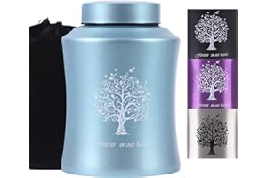 YOUDEAR MEMORIALS Tree of Life Urns for Human Ashes - Cremation Urns Adult for Funeral, Burial or Home - Cross Urns for Ashes Men Women - Decorative Urn for Ashes Male Female (160 Cubic inches, Blue(Tree))