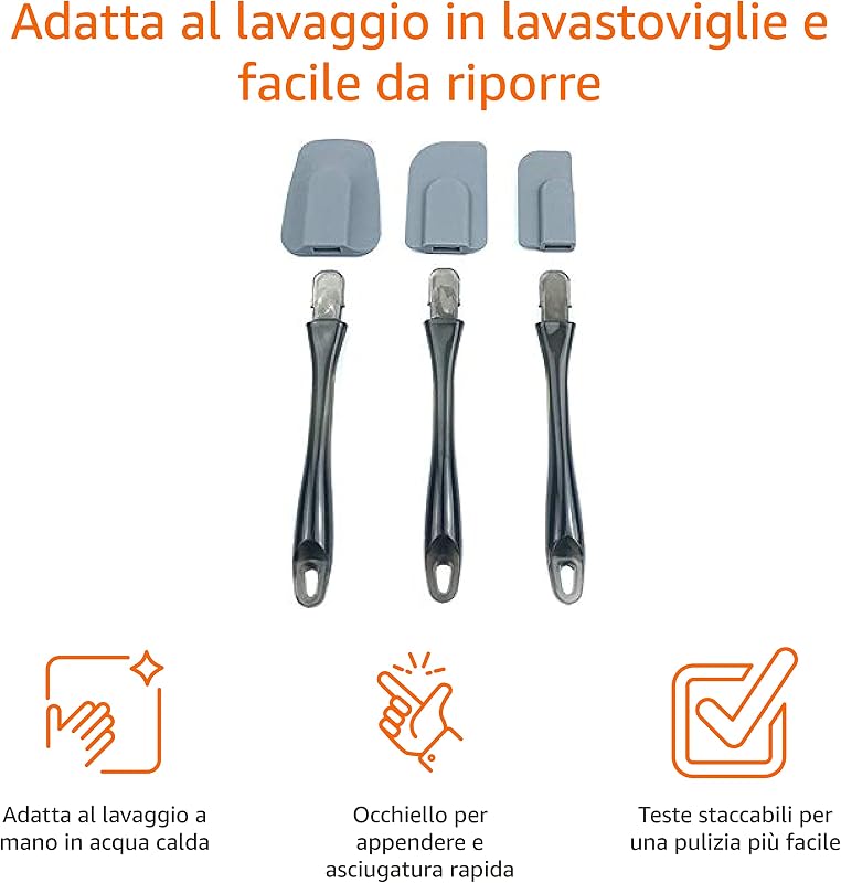 Rettangolare Spatole in silicone, set da 3 pezzi, Grigio — foto 3 di 8