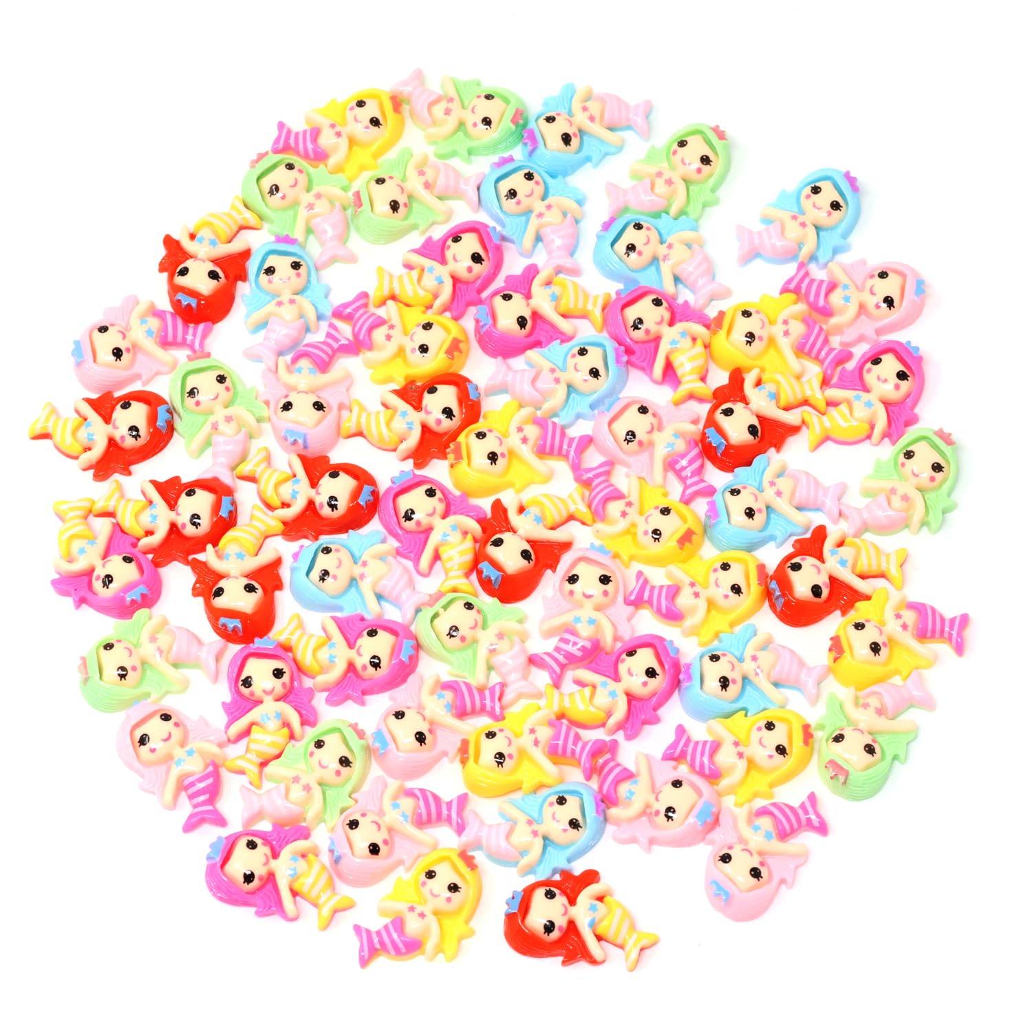 Honbay 60PCS Cute Mermaid Flatback Resin Charms Small Mermaid Slime Charms Ocean Theme Resin Embellishments Cartoon Mermaid Girl Resin Cabochons Crafts Decoration Accessories - 6 Colors