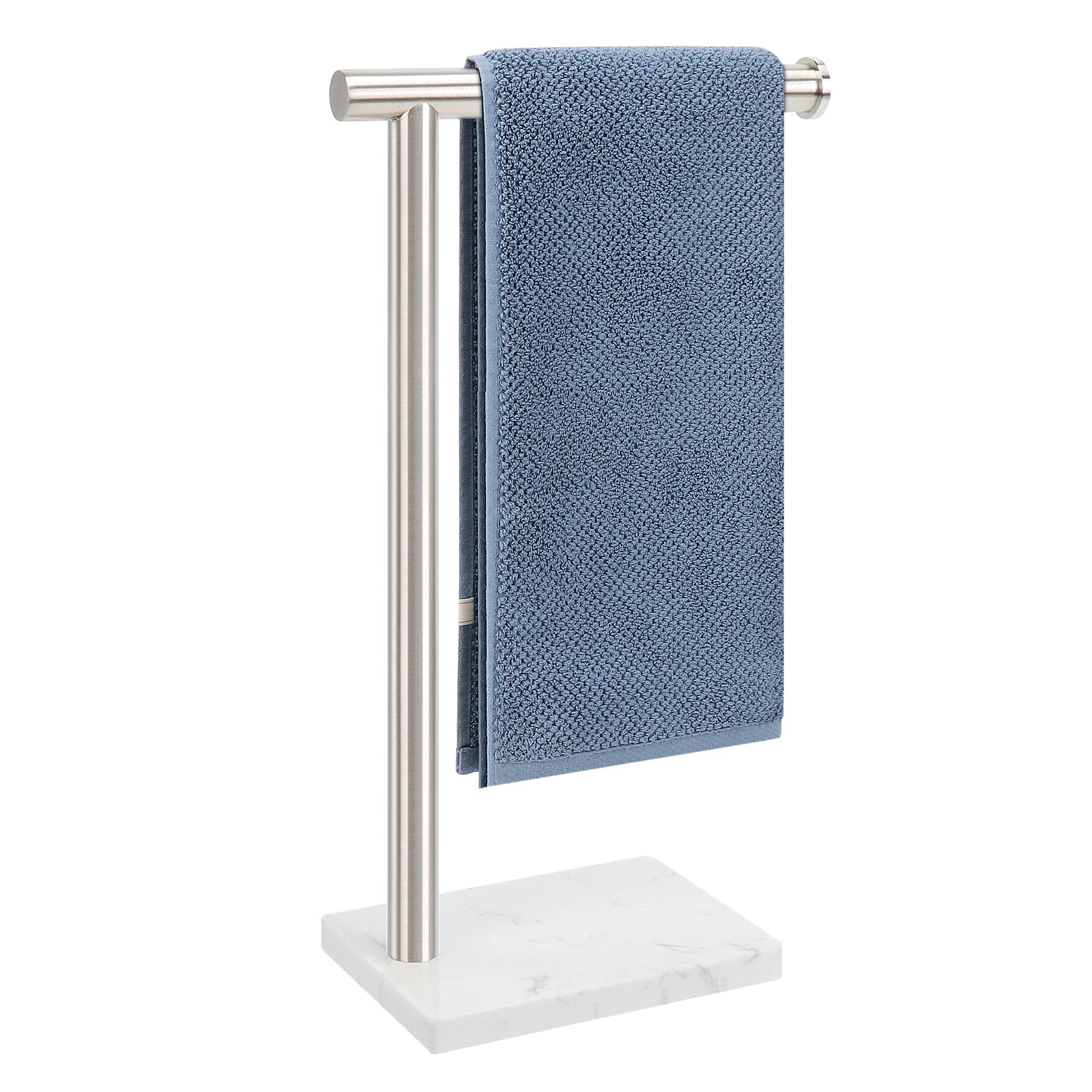 Photo 1 of ***MISSING SCREWS*** BathAce Hand Towel Holder, Hand Towel Stand for Bathroom with Marble Base, 304 Stainless Steel L Shape Hand Towel Rack Bar Standing for Vanity Kitchen Countertop, Brushed Nickel