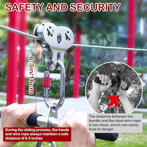 Fologtoo Zipline Pulley, Heavy Duty 304 Stainless Steel Zipline Trolley