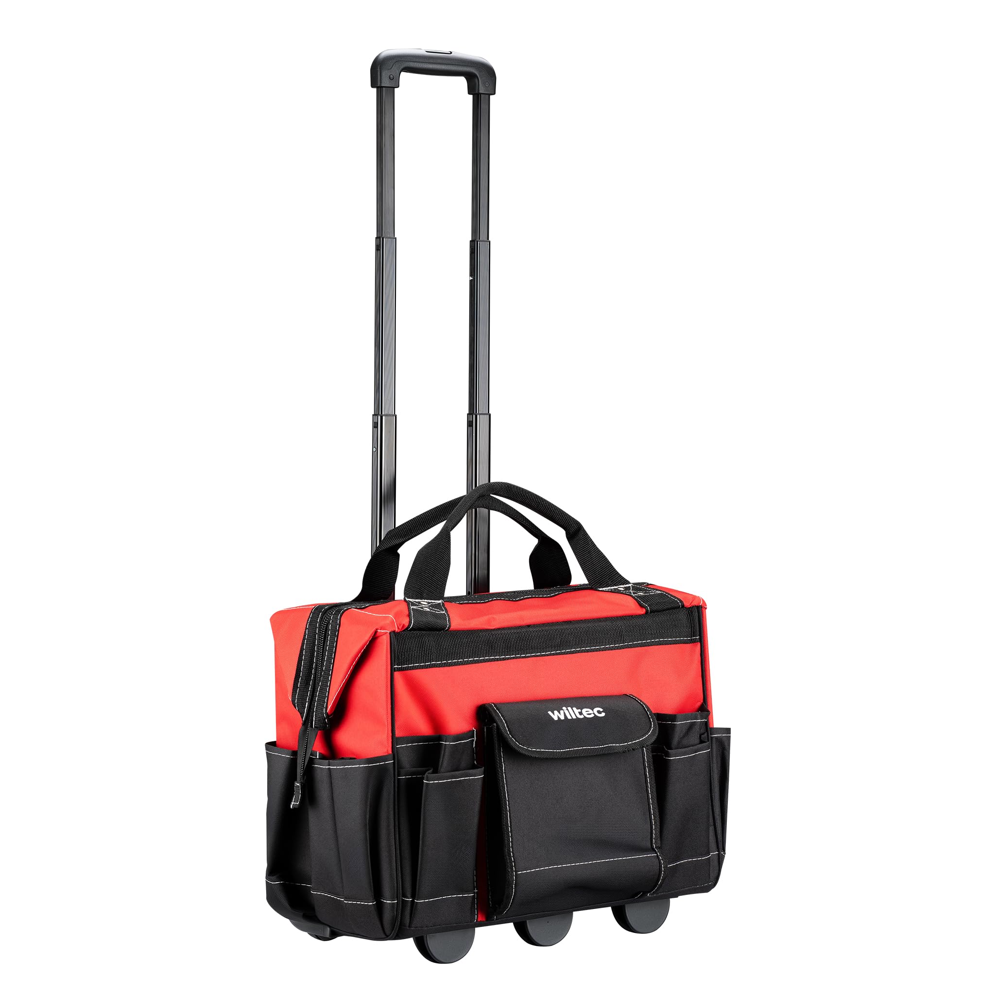Wiltec Werkzeugtrolley 46 x 25 x 37 cm bis 40 kg, Werkzeugkoffer mit Rollen 19 Fächer, Werkzeug Trolley verstärkter Boden, robuste Werkzeugtasche