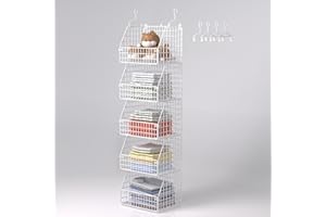 PUPPYCUTE Hanging Closet Organizer and Storage, Clothes Hanging Shelves Wire Baskets for Clothing Sweaters Purse Handbags Sho