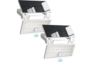 OREiN 2 Pack Solar Outdoor Lights 2600mAh Motion Sensor Flood Lights Super Bright 3 Modes Solar Security Lights IP65 Waterproof Solar Motion Lights Outdoor for Garage, Patio, Porch, White