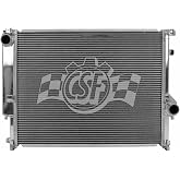 CSF Radiator, 21.625 in W x 16.938 in H x 1.625 in D, Driver Side Inlet, Passenger Side Outlet, Aluminum, Polished