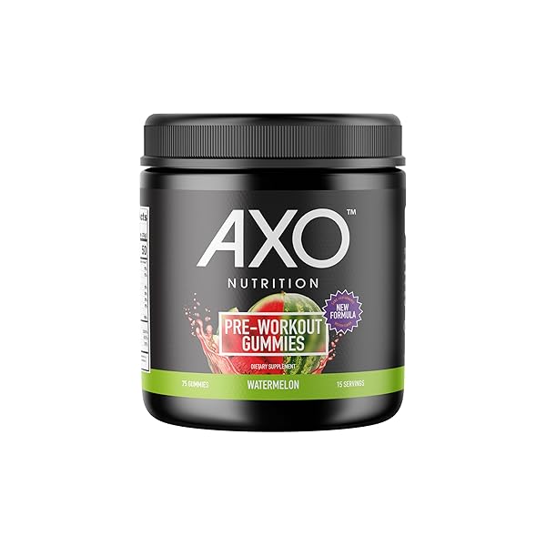 AXO NUTRITION, PRE-WORKOUT ENERGY GUMMIES, WATERMELON FLAVOR, 75...