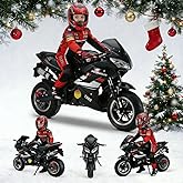 Xisulay 50cc Motorcycle for Kids Adults, 4-Stroke Pocket Rocket Motorcycle, Trail Motorcycle Toy with Front Rear Disc Brakes,