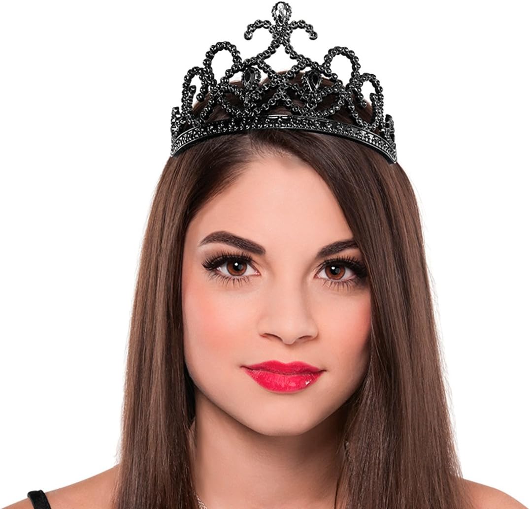 Amakando Gothic Tiara | Black Crown Bad Queen | Bad Queen Crest Jewellery | Princess Accessories