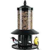 Squirrel Proof Bird Feeder - 360° Feeding Perch Tray for Outdoor Hanging Wild Bird Seeds, Dark Green.