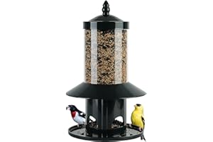 DREAMDRAWER Squirrel Proof Bird Feeder - 360° Feeding Perch Tray for Outdoor Hanging Wild Bird Seeds, Dark Green.