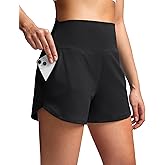Soothfeel High Waisted Athletic Running Shorts for Women 3.5"/5" Tummy Control Workout Gym Hiking Shorts with Pockets