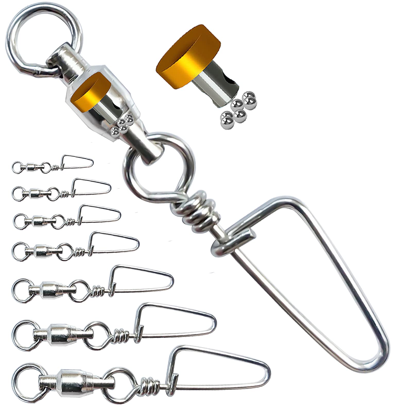 NewShot Fishing Barrel Swivels, High Strength Rolling Ball Bearing Snaps Lure Connector Clips, Saltwater or Freshwater Fishing Accessories, Pack of 20
