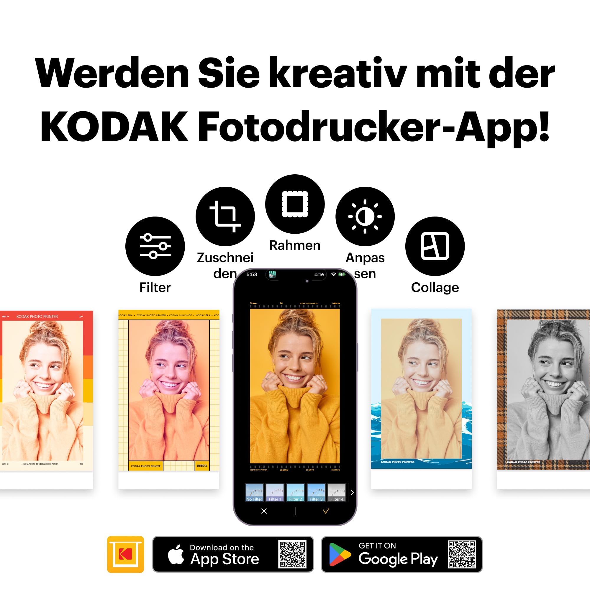 KODAK Mini 2 Retro 5,3 x 8,6 cm tragbarer Fotodrucker, 38 Blatt, Bluetooth-Smartphone-Drucker für iPhone und Android, sofortige Farbdrucke, 4-Pass-Farbsublimation 7