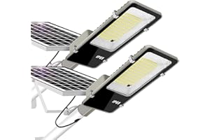 LYKENTOR Solar Lights Outdoor Waterproof IP65: 2 Pack 10000mAH Solar Street Light, Dusk to Dawn Outdoor Solar Lights for Yard, Basketball Court, Parking Lot Lights Commercial with Remote Control