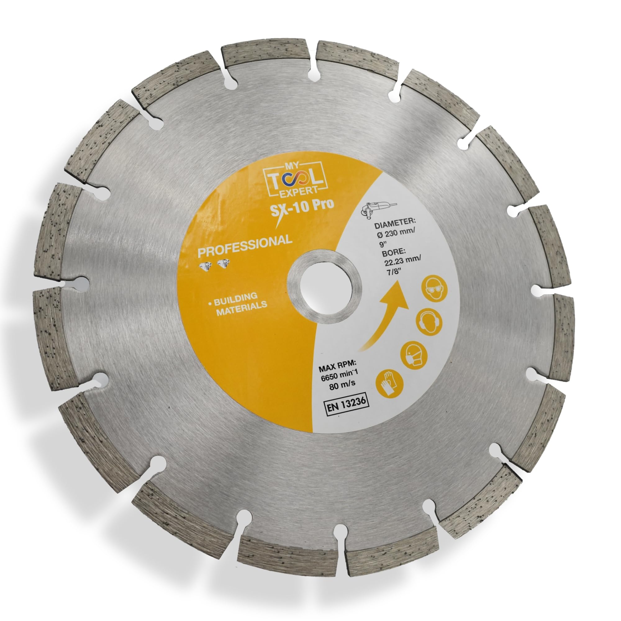 230mm Universal Segmented Diamond Blade For Angle Grinder, SX-10 PRO Diamond Cutting Discs for Masonry Cutting, Bricks, Reinforced Concrete, Roofing Materials, Kerb