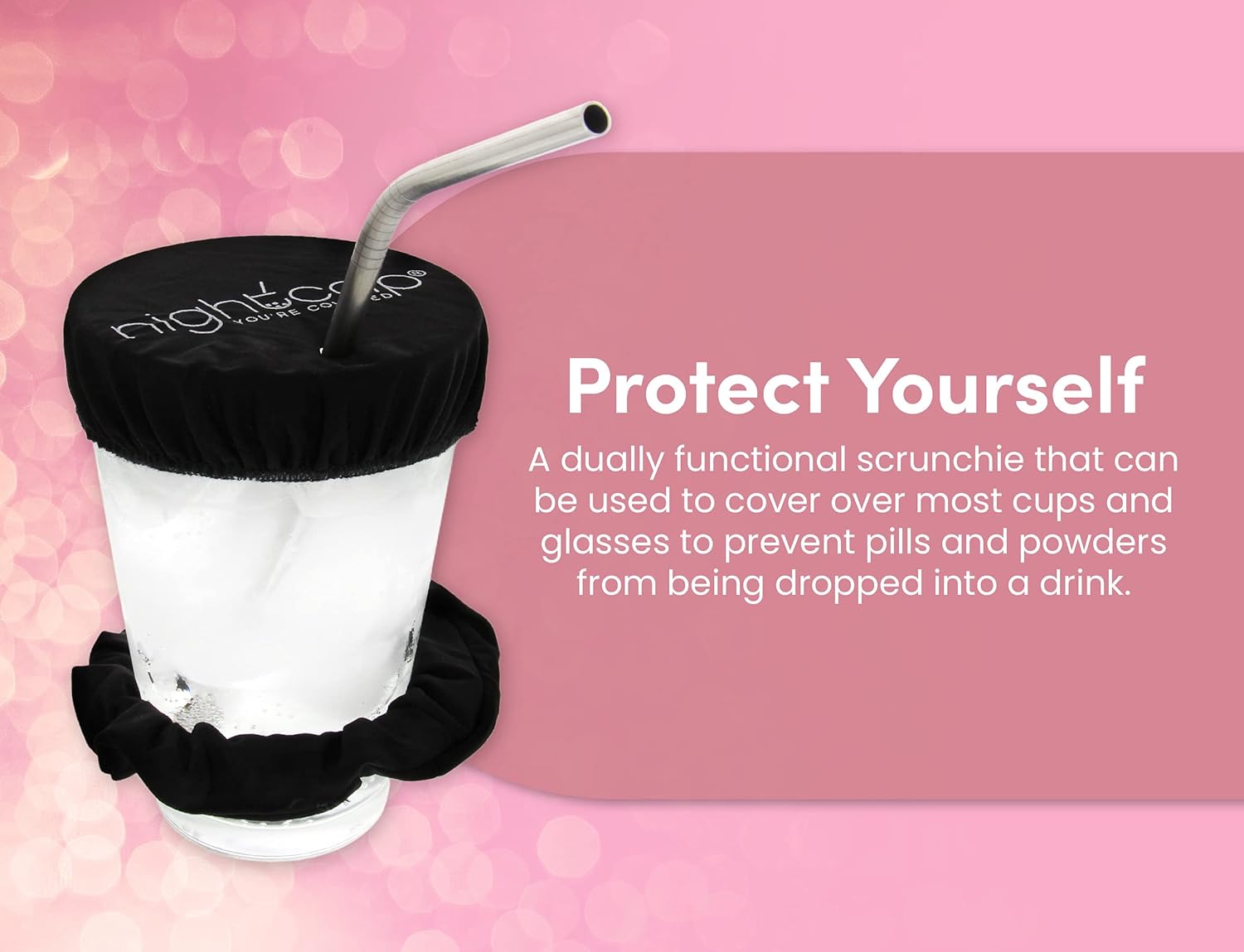 NightCap Drink Cover Scrunchie- The Drink Spiking Prevention Scrunchie As Seen on Shark Tank at  Women’s Clothing store