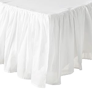 Greenland Home Fashions Cotton Voile Bedskirt, White, Queen