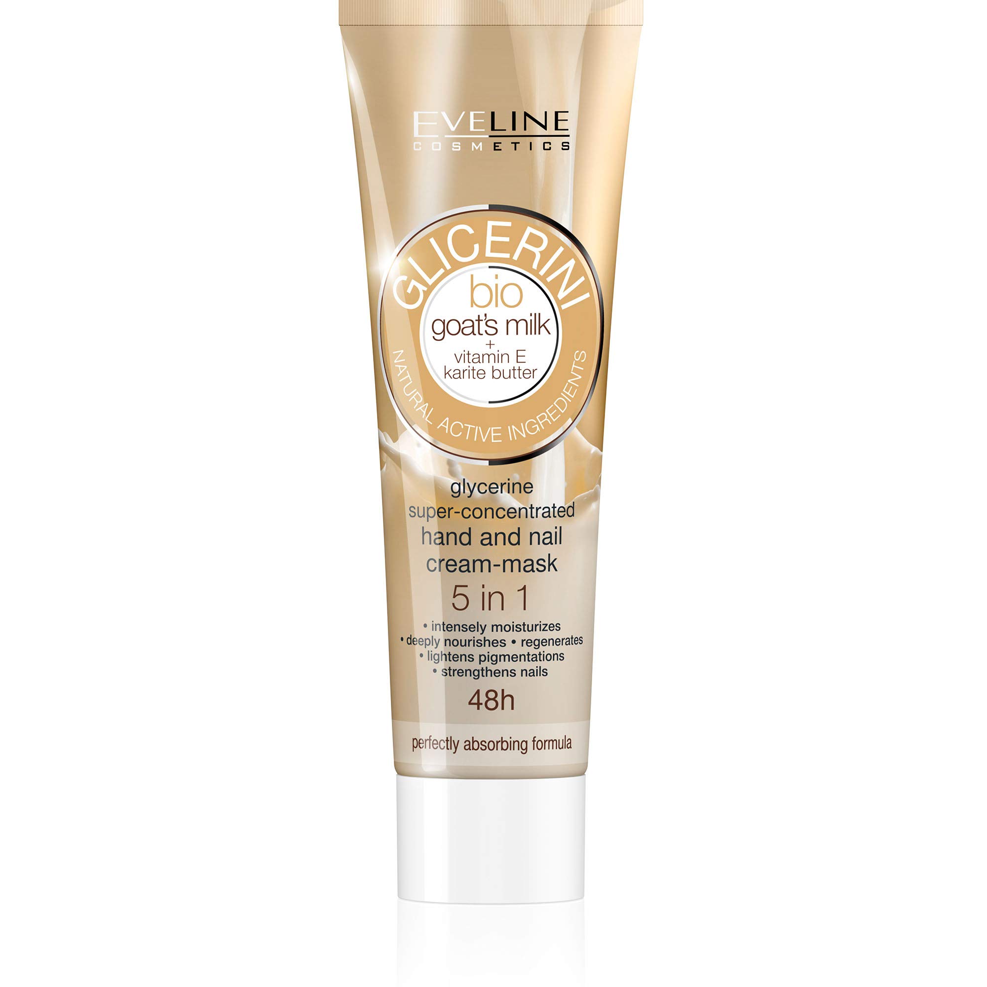 Eveline Glycerine 5 in 1 Organic Hand Cream Mask with Goat’s Milk and Vitamin E, 100 ml