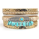 Long tiantian Boho Leather Wrap Bracelets Western Bracelets for Women Stackable Starfish Crystal Pearl Turquoise Leather Bracelet With Clasp Jewelry Gifts Boho Dresses