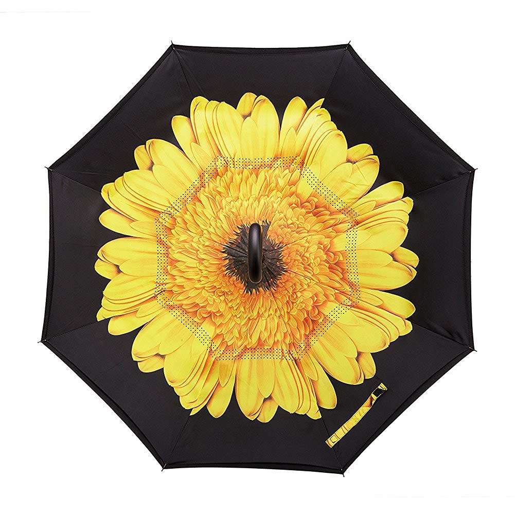 Monstleo Double Layer Inverted Umbrella Cars Reverse Umbrella, Windproof UV Protection Big Straight Umbrella for Car Rain Outdoor With C-Shaped Handle and Carrying Bag