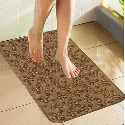 Kuber Industries PVC Bath Mat with Suction Cups - 26 x 14, Brown