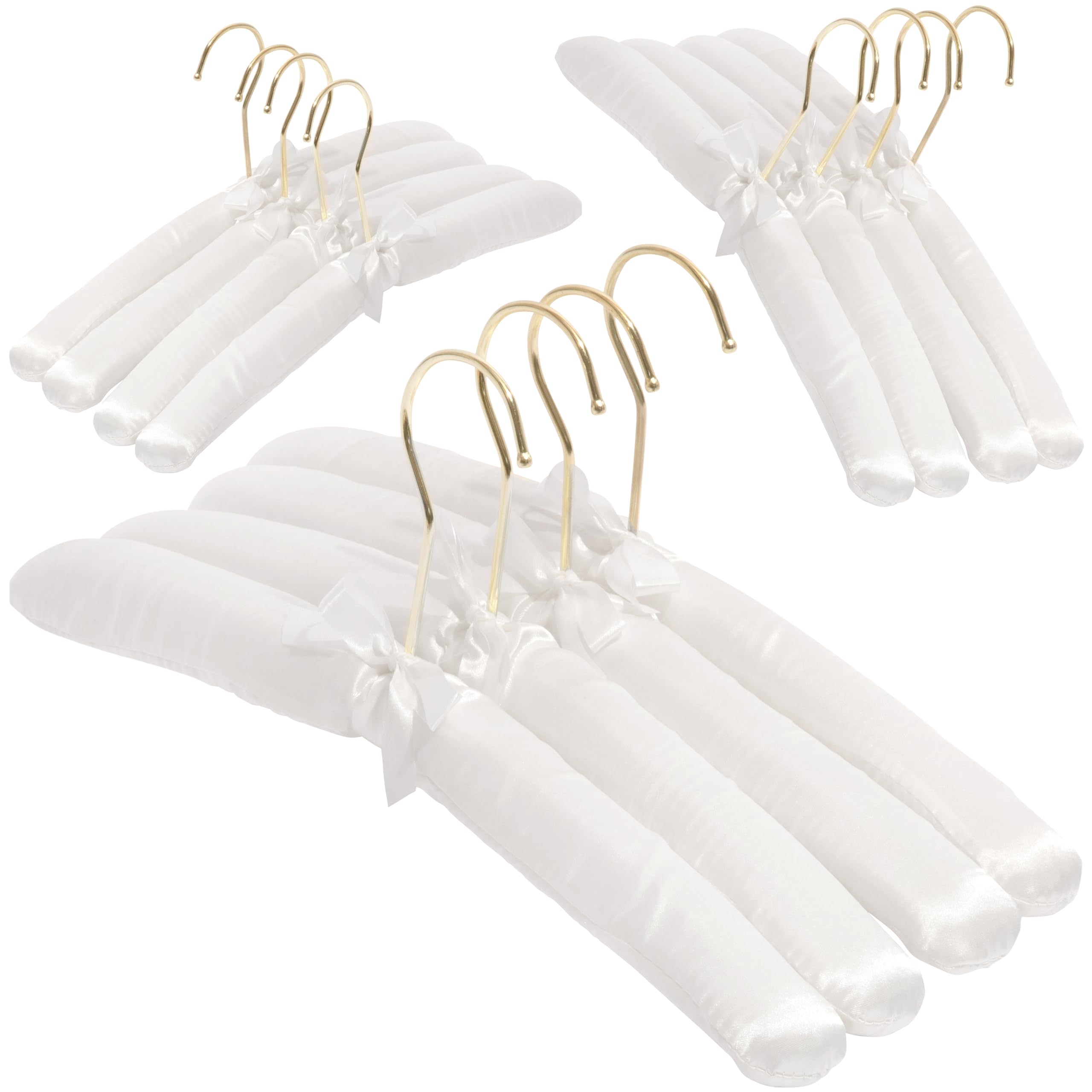 Photo 1 of Padded Clothing Fabric Hangers for Women Clothing - Set of 12 Premium Hangers for Closet, Bride Hanger for Wedding Dress, Sweater - Ivory