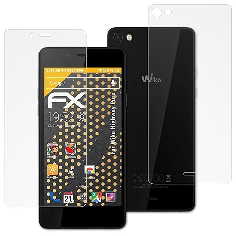 atFolix Panzerfolie kompatibel mit Wiko Highway Pure Schutzfolie, entspiegelnde und stoßdämpfende FX Folie (3er Set)