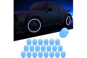MACMIA 20PCS Fluorescent Car Tire Valve Stem Caps, Corrosion Resistant Wheel Valve Cover, Luminous Car Parts Tire Valve Stem Caps for SUV, Trucks, Car（Luminous Blue）
