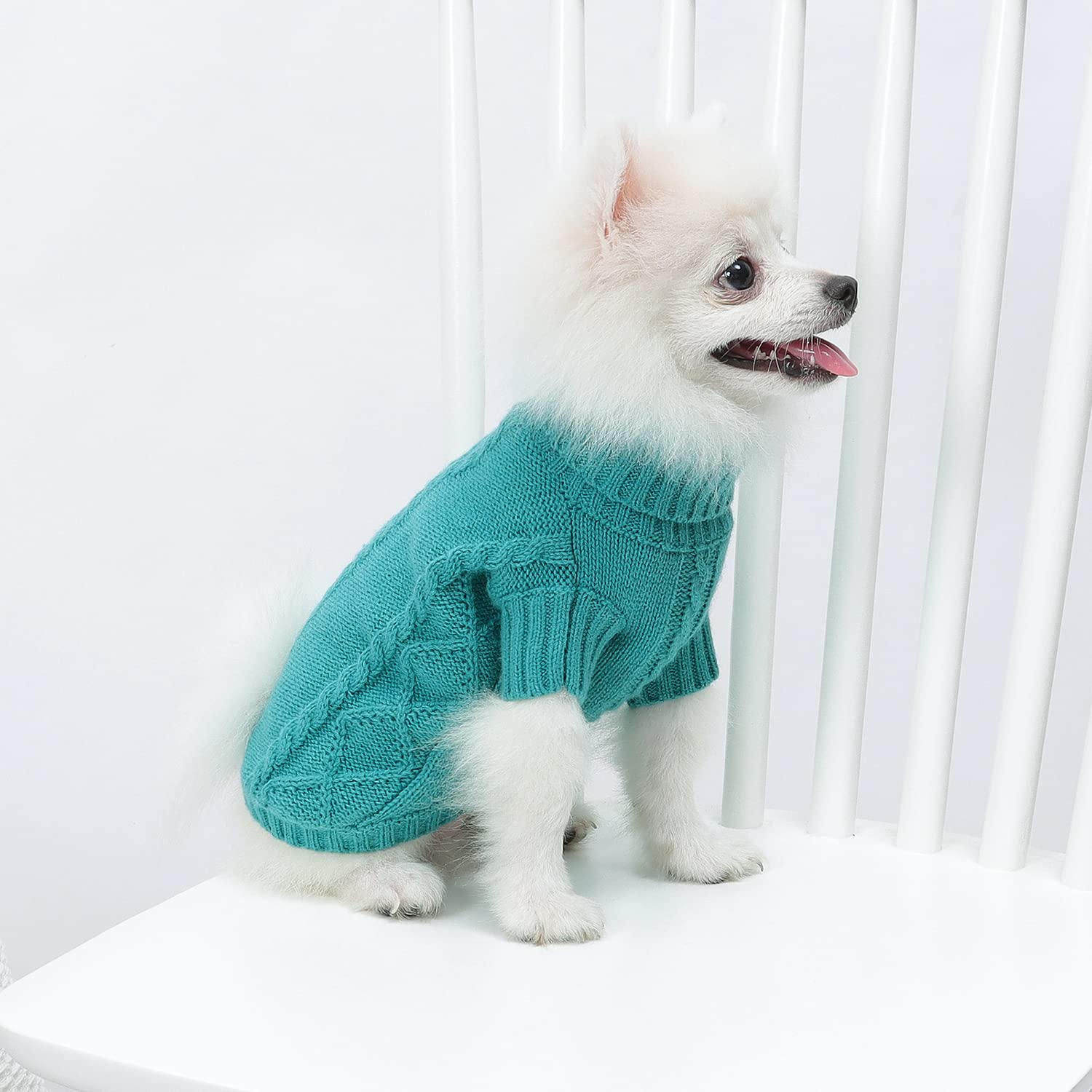 TCYYNEKDog Sweater Warm Puppy Clothes, Turtleneck Knit Cat Sweater, Pullover Cat Sweater Clothes for Small Dogs Pullover Warm Apparel (Large, Green)