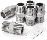 Bwintech 6 Pcs 1/2" Male to 1/2" Male BSP Stainless Steel Hex Nipple Pipe