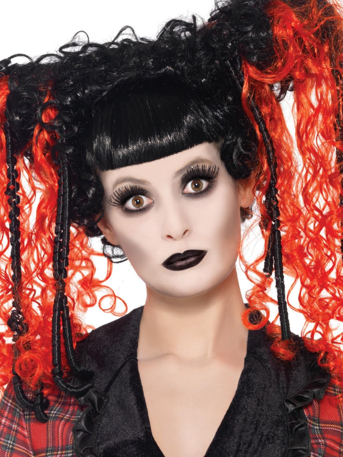 Smiffys Make-Up FX, Gothic Glamour Kit, White Grease, with Face Paint, Lipstick & Eyelashes, Cosmetics and Disguises Fancy Dress, Cosmetic Dress Up Cosmetics & Disguises.