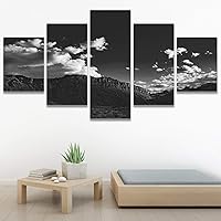SIGNWIN 5 Panel Canvas Wall Art Monochromatic Mountains for Home Decorations Ready to Hang - 60