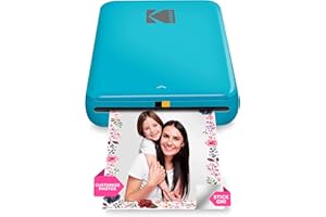 KODAK Step Instant Photo Printer with Bluetooth/NFC, Zink Technology & KODAK App for iOS & Android (Blue) Prints 2x3” Sticky-