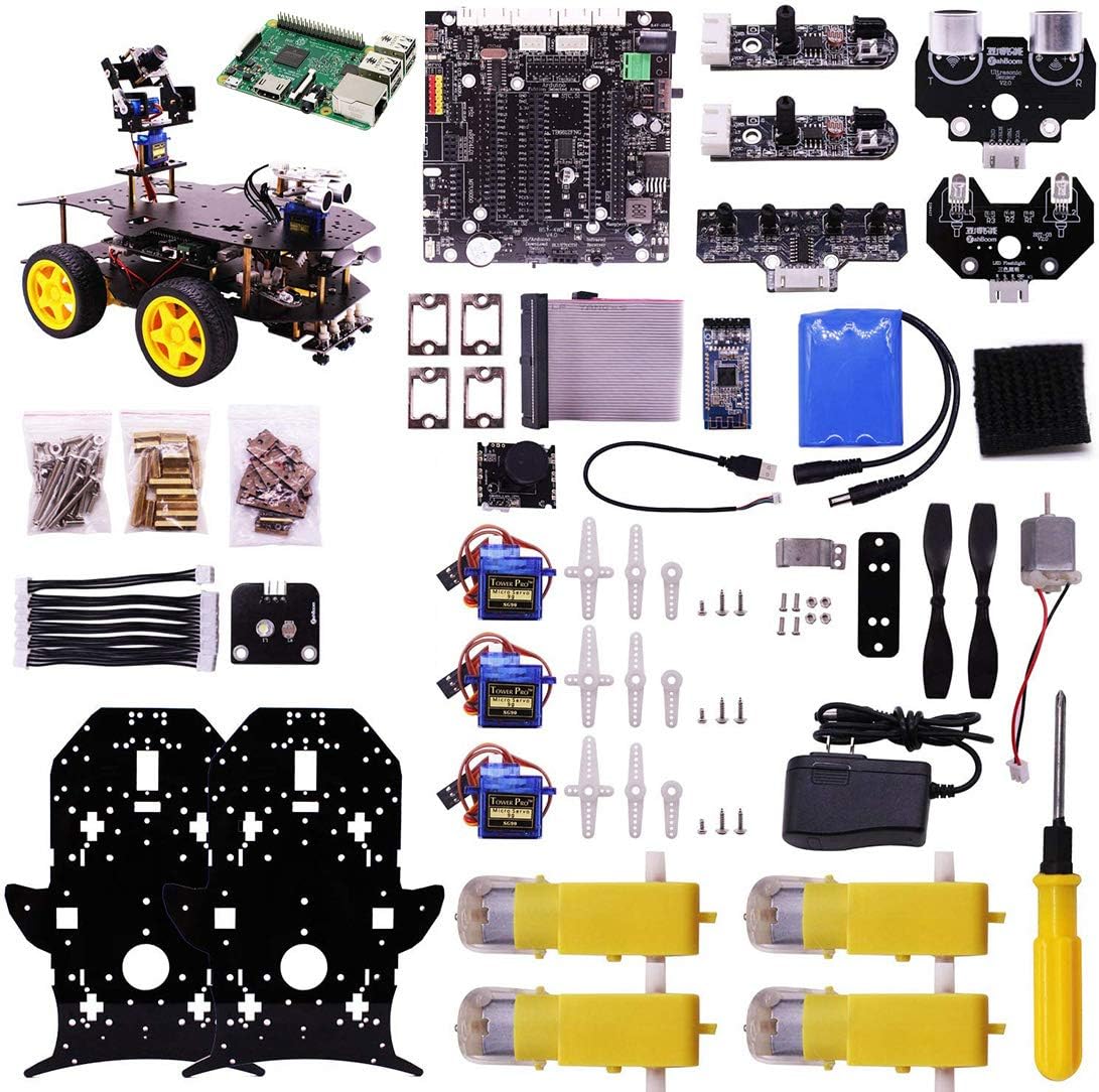 DXX Programmable Robot Kit for Raspberry Pi 3 B+ 4B DIY RC Programming Track Car HD Camera Programmable 4 WD Bluetooth With Raspberry 4B