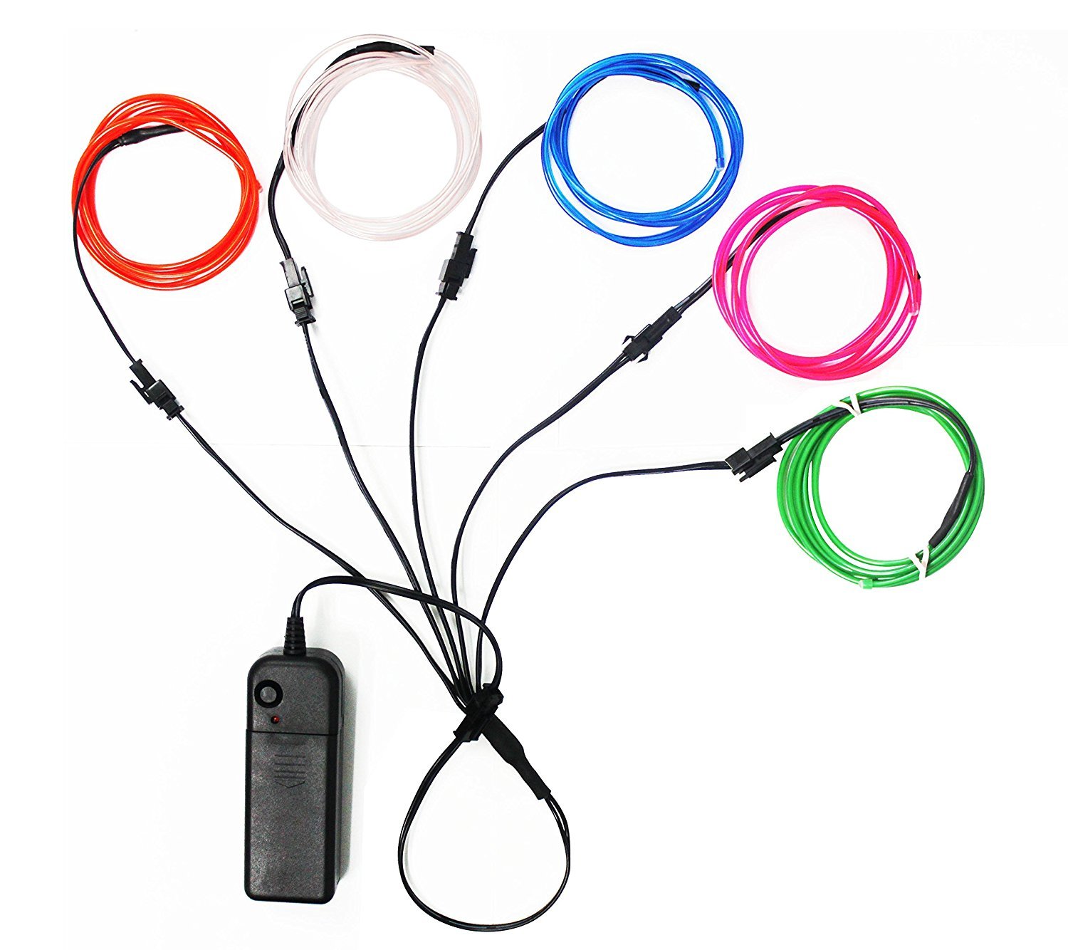Ourbest El Wire Lights Neon Light Electroluminescent Wire Battery Operated 3ft for Halloween Christmas Party Decoration Blue White Red Green Pink(5 x 1M)
