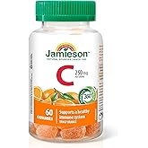 Jamieson Vitamin C 250 mg Gummies Natural Tangy Orange Flavour, Supports Immune Health, Strong Teeth and Bones. Family Friend