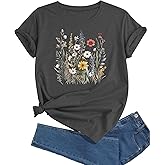 J&DHUASHA Women's Shirt Funny Graphic Tshirt Casual Short Sleeve Tee Tops