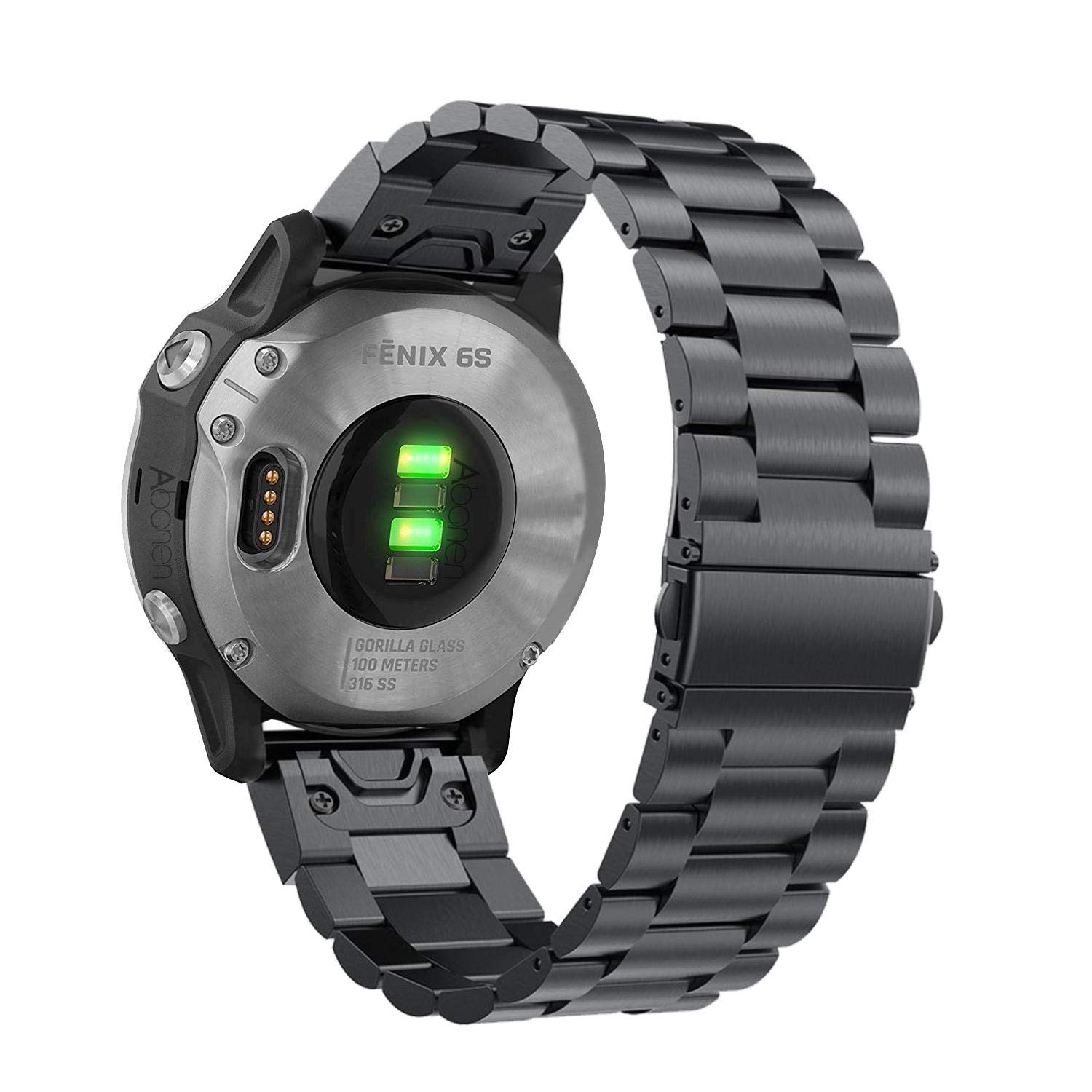 YOOSIDE Watch Strap for Garmin Fenix 7S / Fenix 6S / Fenix 5S / epix Pro 42mm, Quick Fit 20mm Stainless Steel Metal Adjustable Replacement Wristband Strap for Garmin Descent Mk2S (Black)