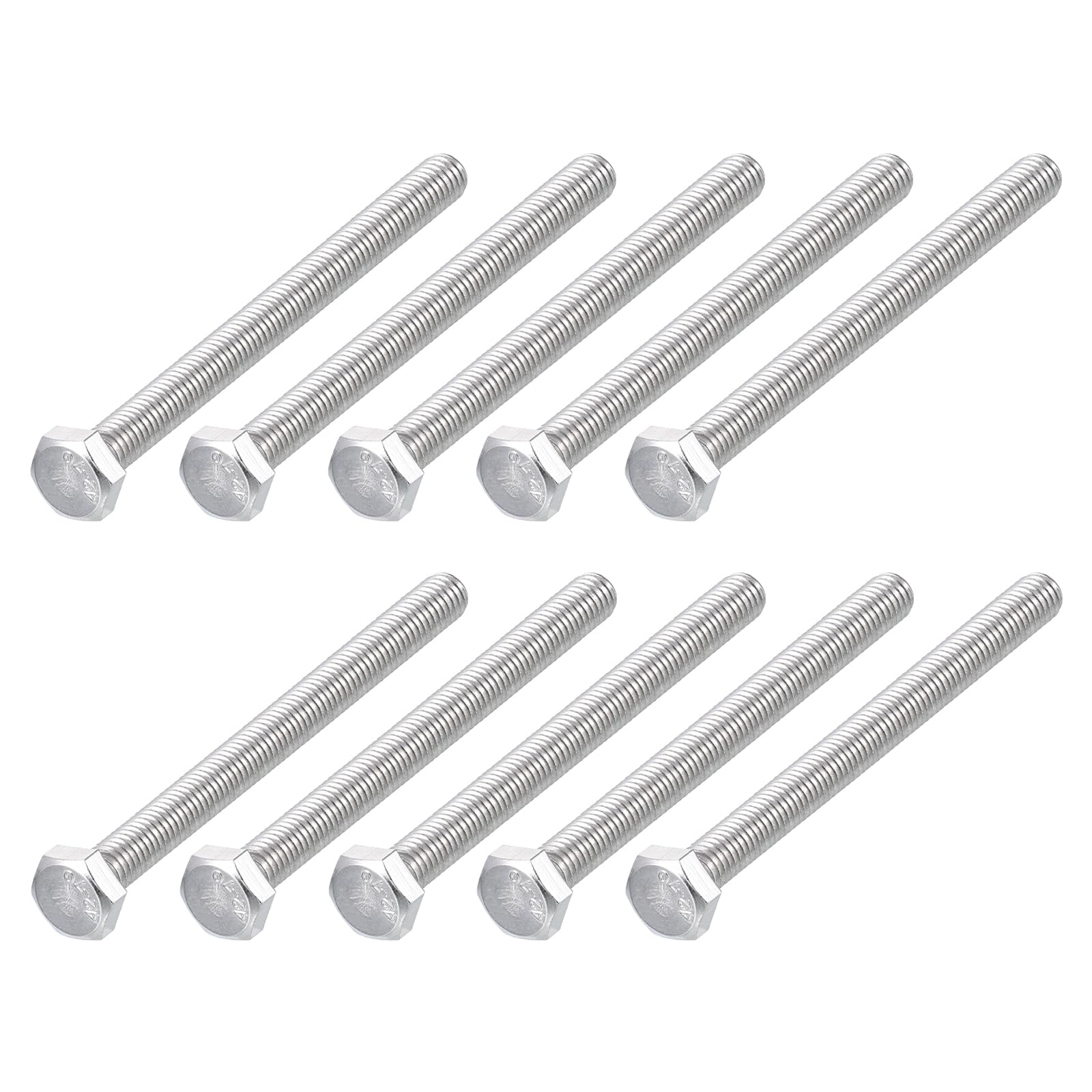 METALLIXITY Hex Bolts (M6-1x75mm) 12Pcs, 304 Stainless Steel Coarse Fully Threaded Hex Head Screw Bolt Machine Screws - for Furniture Repair, Silver