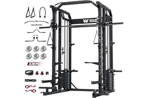 Major Fitness Drone2 Advanced Training Smith Machines– All-in-One Home Gym Squat Rack with Aluminum Pulley Set , Weight Bar, Dual LAT Pull-Down Systems & Cable Crossover Machine for Full-Body Workouts
