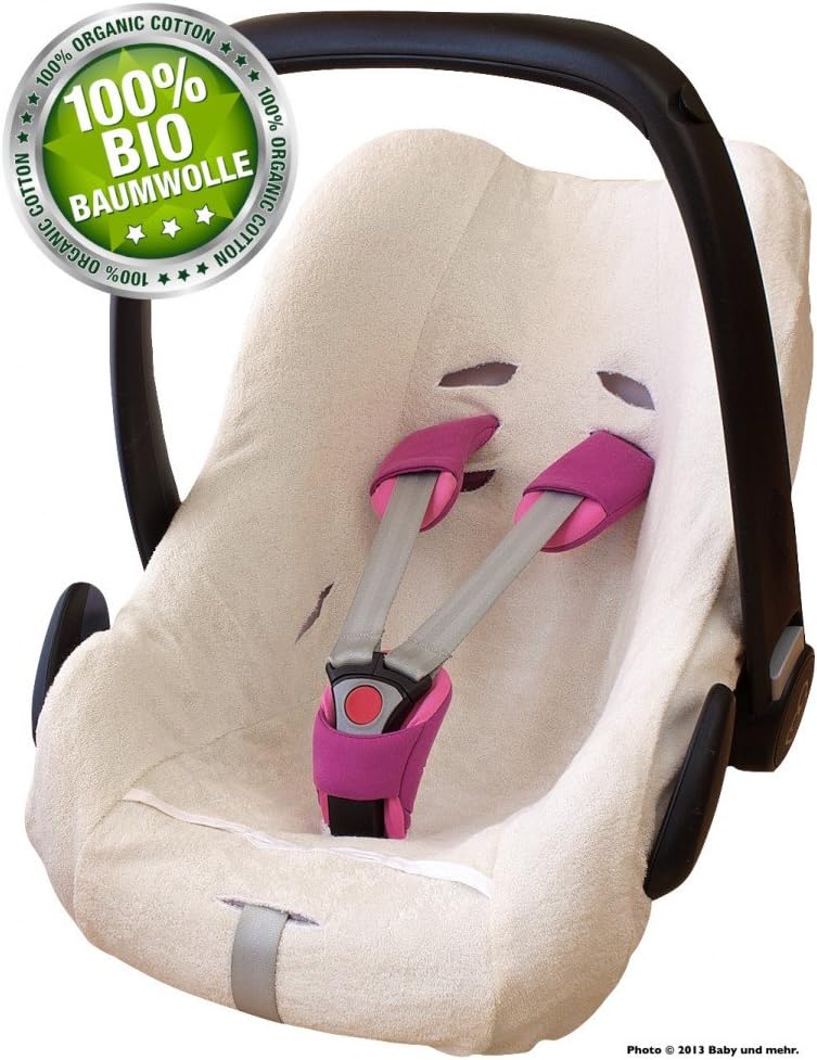 Byboom – 100% Organic Cotton Terry Car Seat Summer Cover, Protective Cover for e.g. Maxi COSI Cabriofix/Pebble City SPS Farbe: Ecru