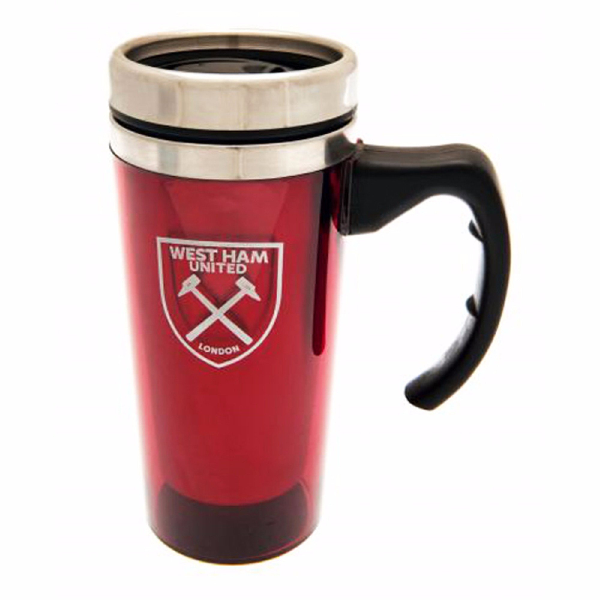 West Ham United FC Official Aluminium Crest Design Travel Mug (One Size) (Burgundy)