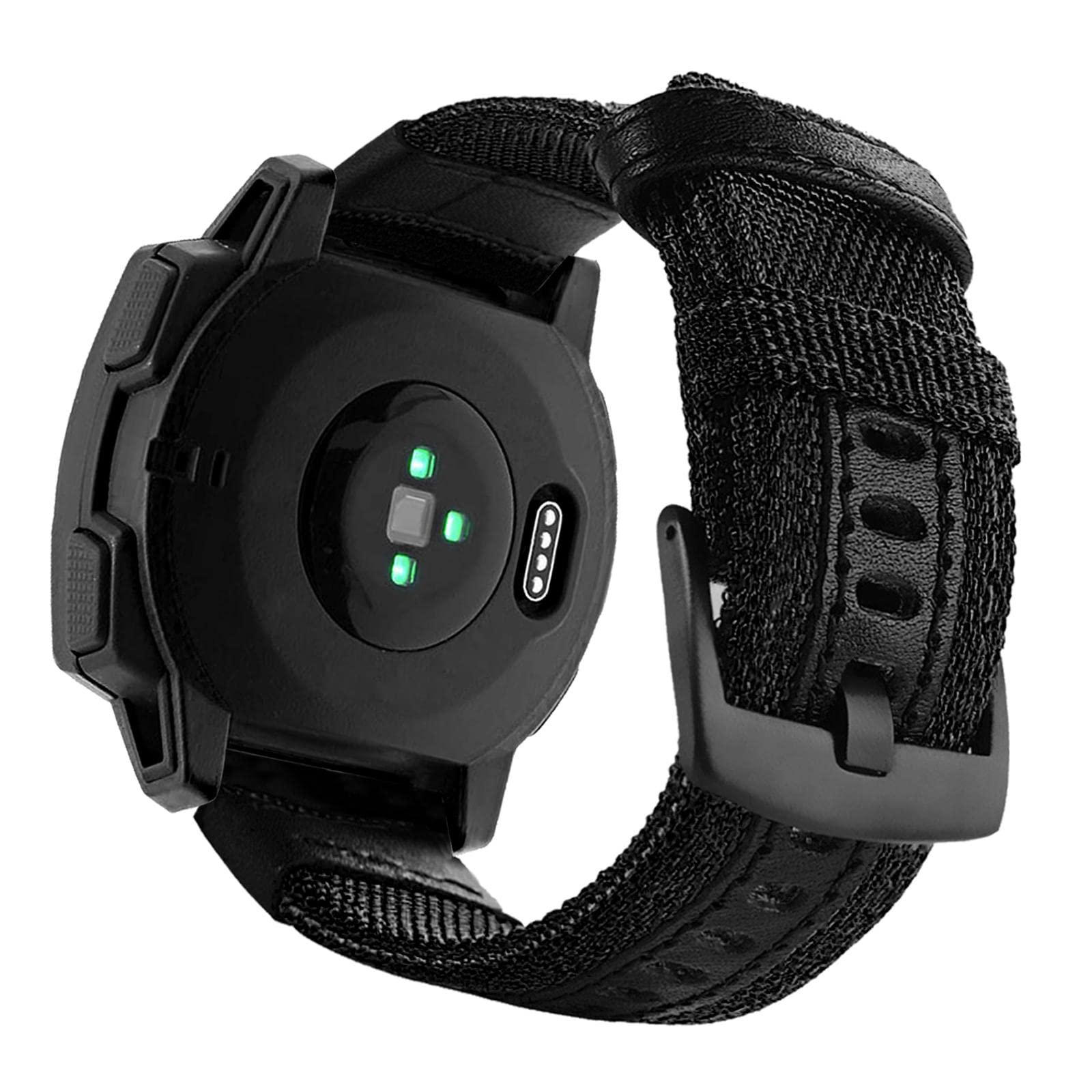 YOOSIDE 22mm Nylon Military Style Watch Strap for Garmin Instinct 3 45mm / Instinct 2 Solar/Crossover/Tide/Esports (Black)