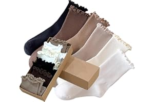 Ceoon 6 Pairs Womens Ruffle Socks Cute Ankle Socks Crew Socks Boot Socks for Women Sizes 5 to 9