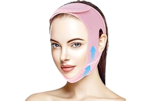 JIEYAO V Line Double Chin Reducer for Women, Reusable Lifting Mask with Chin Strap, Mask Facial Slimming Strap V-Shaped Slimming Face Mask Face Lifting Belt One Fits All Prevent Sagging(Pink)